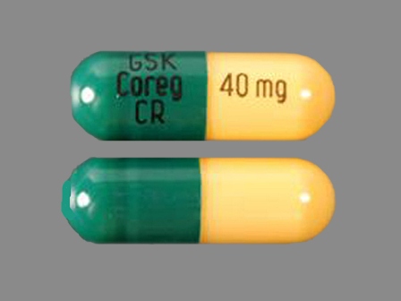 GSK COREG CR 40 mg: (0007-3372) 24 Hr Coreg 40 mg Extended Release Capsule by Glaxosmithkline LLC