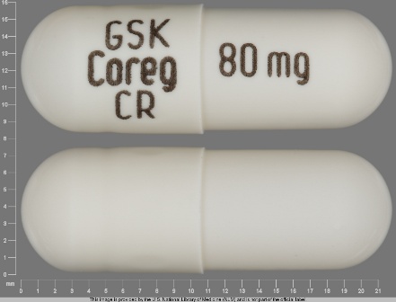 GSK COREG CR 80 mg: (0007-3373) 24 Hr Coreg 80 mg Extended Release Capsule by Glaxosmithkline LLC