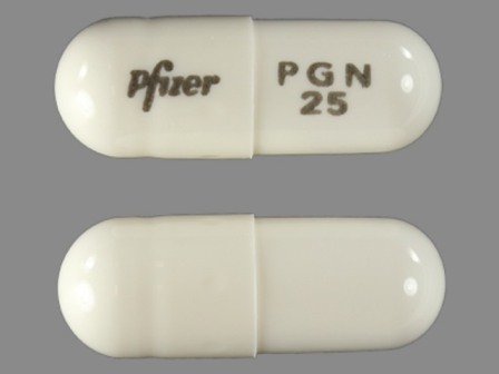 Pfizer PGN 25: (0071-1012) Lyrica 25 mg Oral Capsule by Parke-davis Div of Pfizer Inc