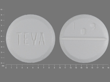 round, white TEVA 109, or T 109