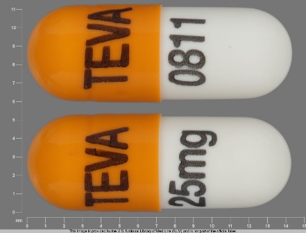 TEVA TEVA 25mg 0811: (0093-0811) Nortriptyline Hydrochloride 25 mg/1 Oral Capsule by Aidarex Pharmaceuticals LLC