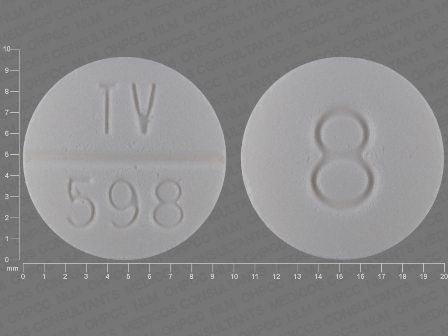 TV 598 8: (0093-2067) Doxazosin (As Doxazosin Mesylate) 8 mg Oral Tablet by Teva Pharmaceuticals USA Inc