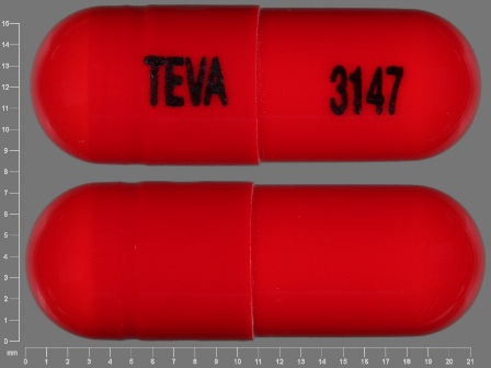 TEVA 3147: (0093-3147) Cephalexin (As Cephalexin Monohydrate) 500 mg Oral Capsule by Pd-rx Pharmaceuticals, Inc.