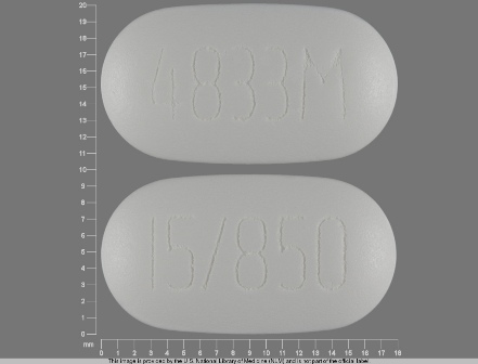 4833M 15 850: (0093-5050) Metformin Hydrochloride 850 mg / Pioglitazone 15 mg Oral Tablet by Teva Pharmaceuticals USA