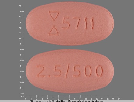 5711 2 5 500: (0093-5711) Glyburide 2.5 mg / Metformin Hydrochloride 500 mg Oral Tablet by Remedyrepack Inc.