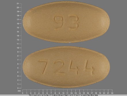 93 7244: (0093-7244) Clarithromycin 500 mg 24 Hr Extended Release Tablet by Teva Pharmaceuticals USA Inc