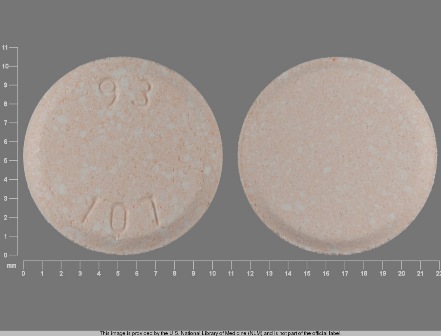 93 107: (0093-9107) Mebendazole 100 mg Chewable Tablet by Teva Pharmaceuticals USA Inc