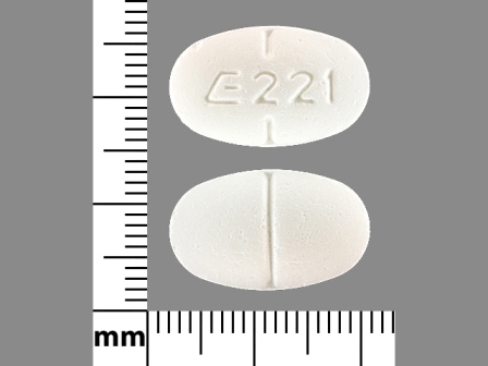 E 221 oval white tablet