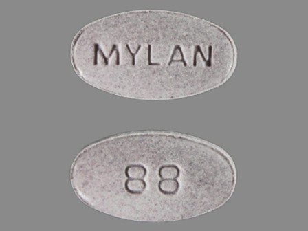 Mylan 8 oval purple pill