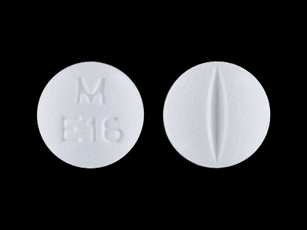 M E16 round white pill