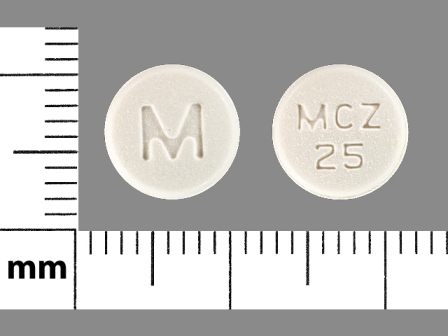 M MCZ 25: (0378-5486) Meclizine Hydrochloride 25 mg Oral Tablet by St Marys Medical Park Pharmacy.
