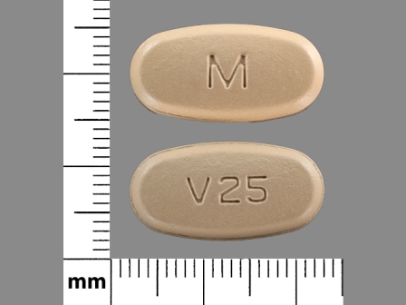 M V25: (0378-6325) Hctz 25 mg / Valsartan 320 mg Oral Tablet by Mylan Pharmaceuticals Inc.