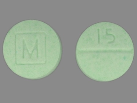 M 15 round green pill