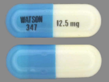 WATSON 347 and 12 5 mg: (0591-0347) Hydrochlorothiazide 12.5 mg Oral Capsule, Gelatin Coated by Qpharma Inc