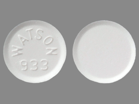 WATSON 933: (0591-0933) Apap 325 mg / Oxycodone Hydrochloride 7.5 mg Oral Tablet by Watson Laboratories, Inc.