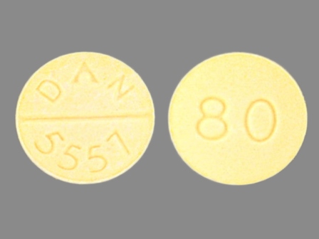 DAN 5557 80: (0591-5557) Propranolol Hydrochloride 80 mg Oral Tablet by Impax Generics