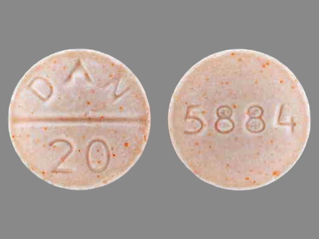 DAN 20 5884: (0591-5884) Methylphenidate Hydrochloride 20 mg Oral Tablet by Watson Laboratories, Inc.