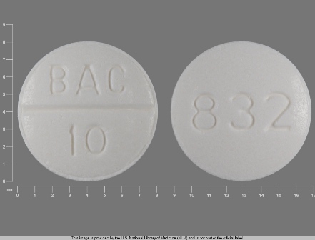 BAC 10 832: (0832-1024) Baclofen 10 mg Oral Tablet by Remedyrepack Inc.