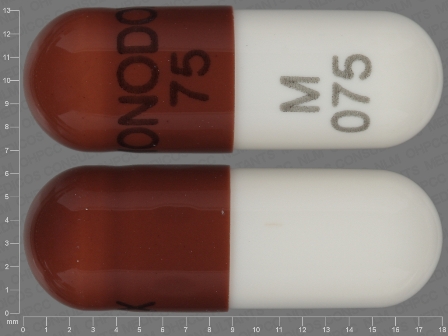 MONODOX 75 M 075: (16110-075) Monodox 75 mg Oral Capsule by Aqua Pharmaceuticals, LLC