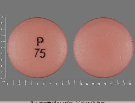 P 75 Brown Round Tablet