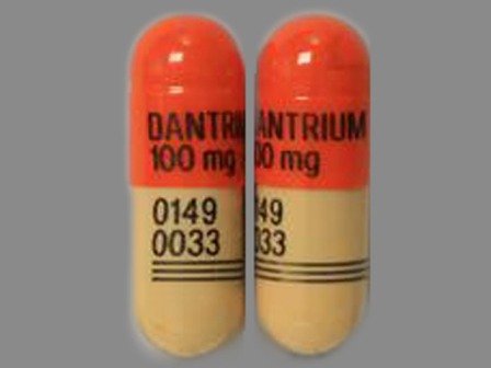Dantrium 100mg 0149 0033: (42023-126) Dantrium 100 mg Oral Capsule by Jhp Pharmaceuticals LLC