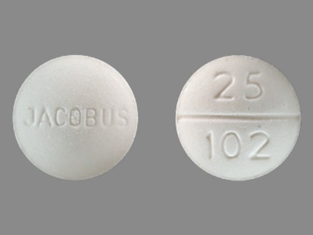 JACOBUS 25 102: (49938-102) Dapsone 25 mg Oral Tablet by Jacobus Pharmaceutical Company, Inc.