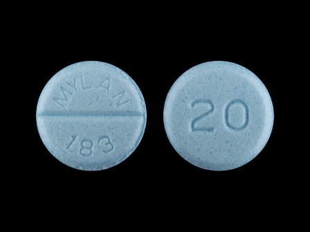 MYLAN 183 20: (51079-278) Propranolol Hydrochloride 20 mg Oral Tablet by Udl Laboratories, Inc.