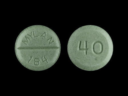 MYLAN 184 40: (51079-279) Propranolol Hydrochloride 40 mg Oral Tablet by Udl Laboratories, Inc.