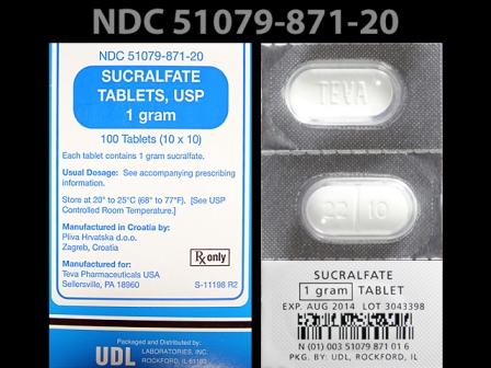 BIOCRAFT 105 105: (51079-871) Sucralfate 1 Gm Oral Tablet by State of Florida Doh Central Pharmacy