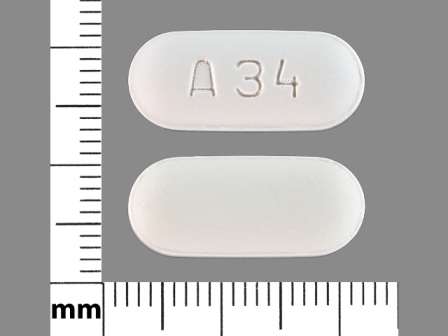 A34: (52343-047) Cefuroxime Axetil 500 mg Oral Tablet by Denton Pharma, Inc. Dba Northwind Pharmaceuticals