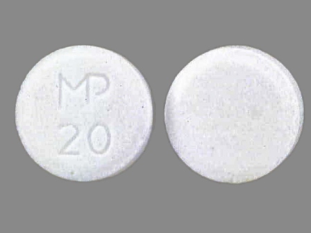 MP 20: (53489-281) Ergoloid Mesylates, Usp 1 mg Oral Tablet by Mutual Pharmaceutical Company, Inc.