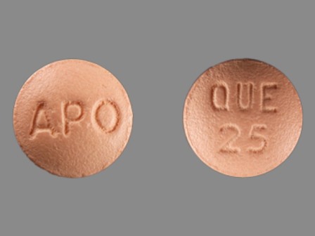 APO QUE 25: (60429-371) Quetiapine (As Quetiapine Fumarate) 25 mg Oral Tablet by Golden State Medical Supply, Inc.