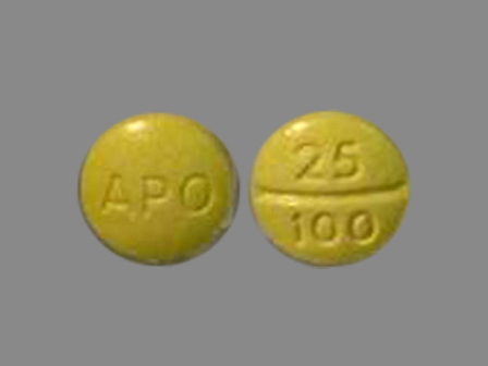 APO 25 100: (60505-0129) Carbidopa 25 mg / L-dopa 100 mg Oral Tablet by Apotex Corp.