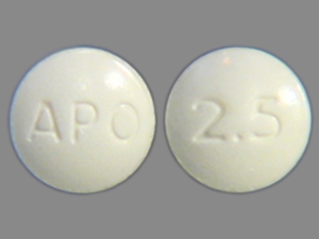 APO 2 5: (60505-0184) Lisinopril 2.5 mg Oral Tablet by Apotex Corp.