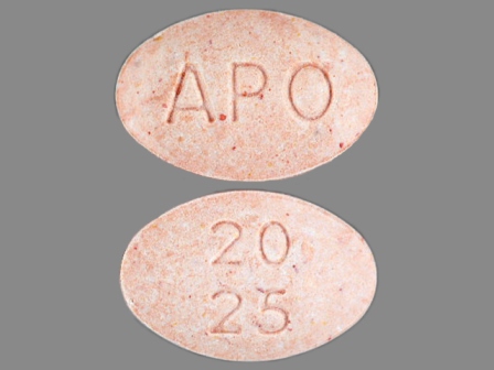 APO 20 25: (60505-0207) Hctz 25 mg / Lisinopril 20 mg Oral Tablet by Apotex Corp.