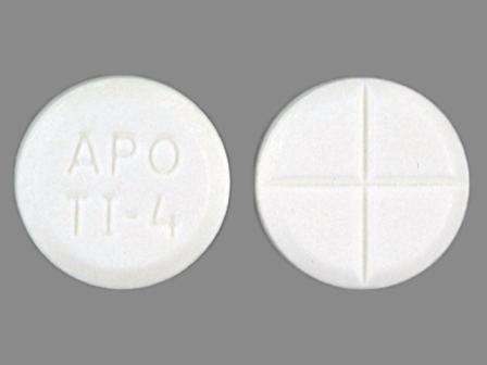 APO TI 4: (60505-0252) Tizanidine 4 mg (As Tizanidine Hydrochloride 4.58 mg) Oral Tablet by Apotex Corp.