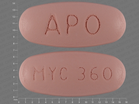 APO MYC 360: (60505-2966) Mycophenolic Acid 360 mg Oral Tablet, Delayed Release by Golden State Medical Supply, Inc.