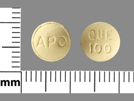 APO QUE 100: (60505-3134) Quetiapine (As Quetiapine Fumarate) 100 mg Oral Tablet by Apotex Corp.