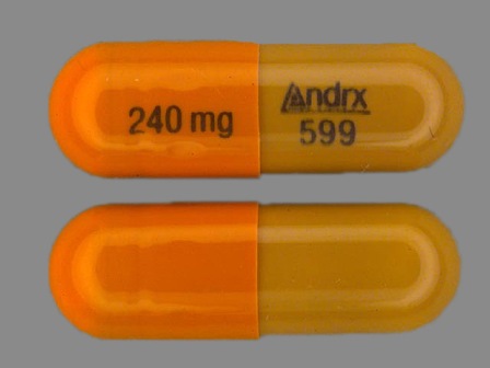Andrx 599 240 mg: (62037-599) 24 Hr Cartia 240 mg Extended Release Capsule by Watson Pharma, Inc.