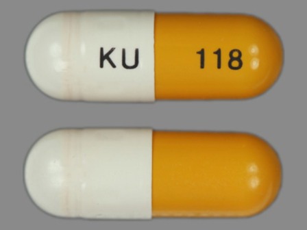 KU 118 white and tan capsule