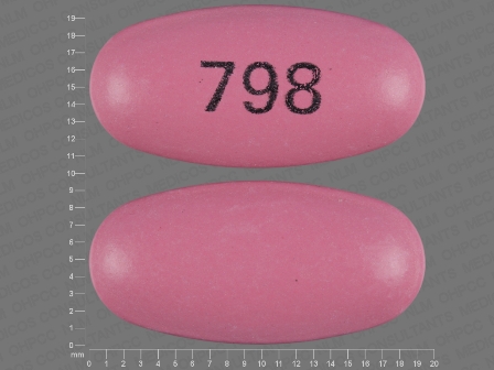 Oblong pink tablet, 798