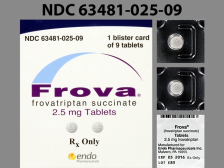E 2 5: (63481-025) Frova 2.5 mg Oral Tablet, Film Coated by Unit Dose Services