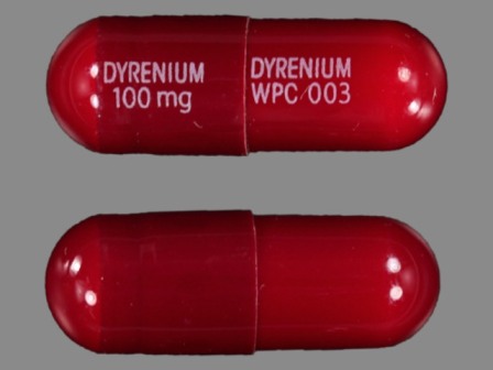 DYRENIUM 100 mg DYRENIUM WPC 003: (65197-003) Dyrenium 100 mg Oral Capsule by Wellspring Pharmaceutical Corporation