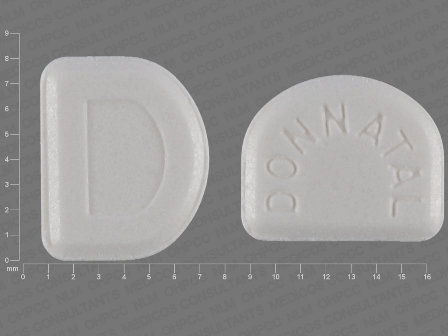D Donnatal: (66213-425) Donnatal (Atropine Sulfate 0.0194 mg / Hyoscyamine Sulfate 0.1037 mg / Phenobarbital 16.2 mg / Scopolamine Hydrobromide 0.0065 mg) Oral Tablet by Pbm Pharmaceuticals Inc.