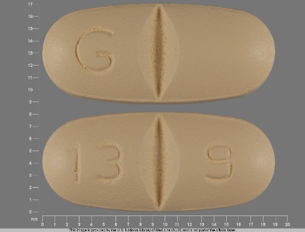 G 13 and 9: (68462-139) Oxcarbazepine 600 mg Oral Tablet by Glenmark Generics Inc., USA
