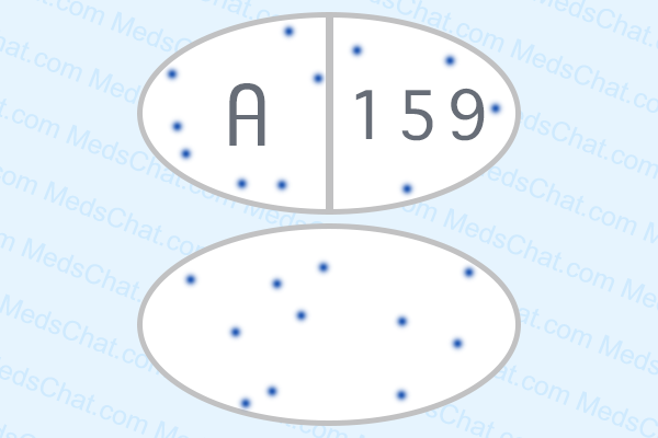 A 159 oval white tablet with blue specks
