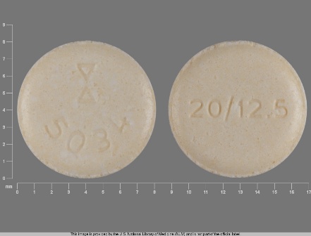 5034 20 12 5: (0172-5034) Hctz 12.5 mg / Lisinopril 20 mg Oral Tablet by Ncs Healthcare of Ky, Inc Dba Vangard Labs