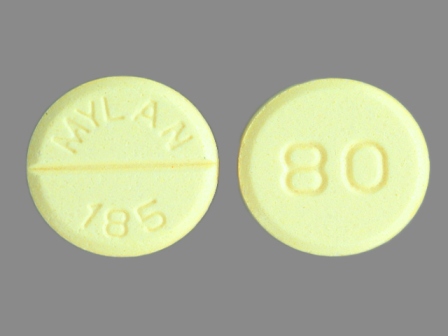 MYLAN 185 80: (0378-0185) Propranolol Hydrochloride 80 mg Oral Tablet by Mylan Pharmaceuticals Inc.
