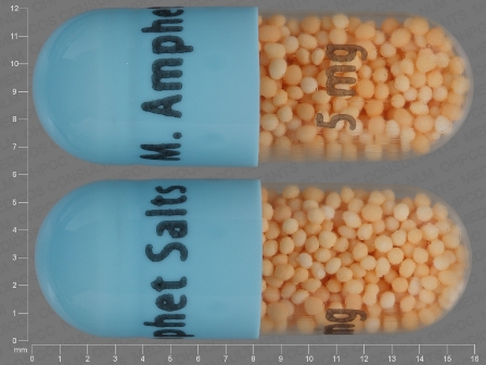 M Amphet Salts 5 mg: (0555-0790) Amphetamine Aspartate 1.25 mg / Amphetamine Sulfate 1.25 mg / Dextroamphetamine Saccharate 1.25 mg / Dextroamphetamine Sulfate 1.25 mg 24 Hr Extended Release Capsule by Barr Laboratories Inc.