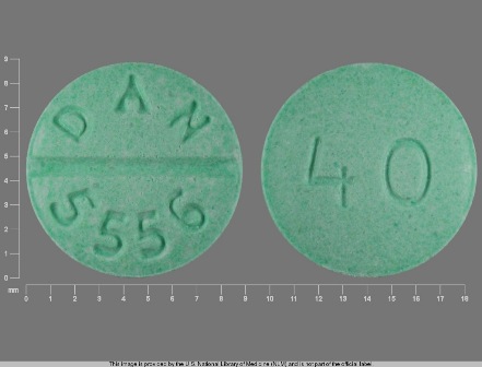DAN 5556 40: (0591-5556) Propranolol Hydrochloride 40 mg Oral Tablet by Avpak